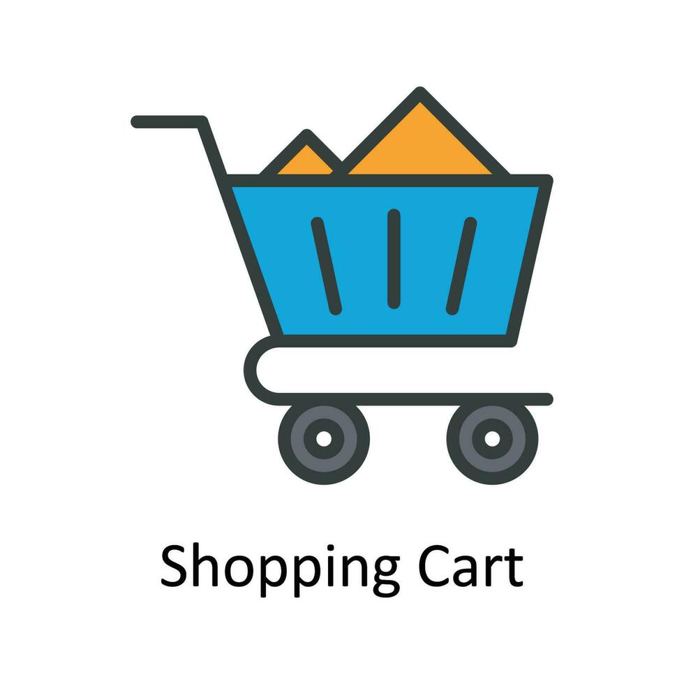 Shopping Cart Vector Fill outline Icon Design illustration. Seo and web Symbol on White background EPS 10 File
