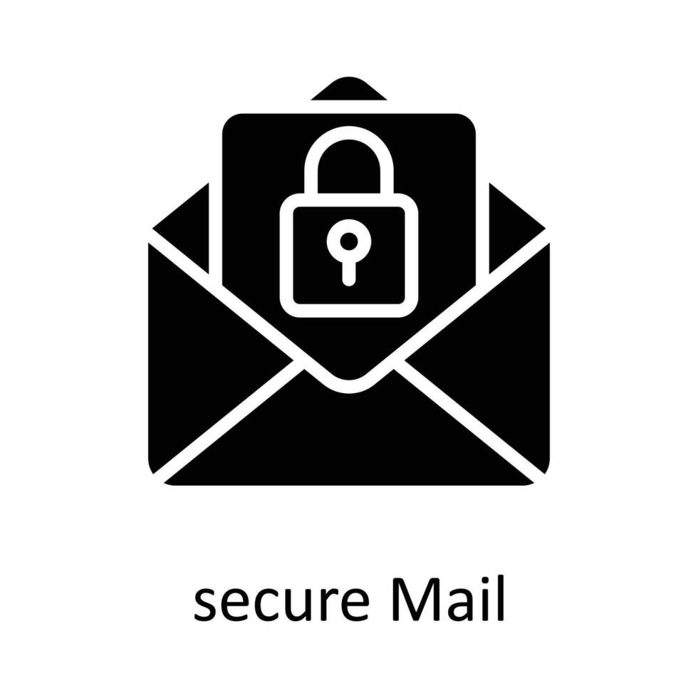 secure Mail Vector Solid Icon Design illustration. Seo and web Symbol on White background EPS 10 File