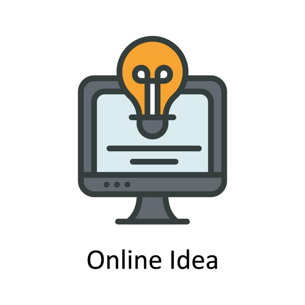 Online Idea Vector Fill outline Icon Design illustration. Seo and web Symbol on White background EPS 10 File