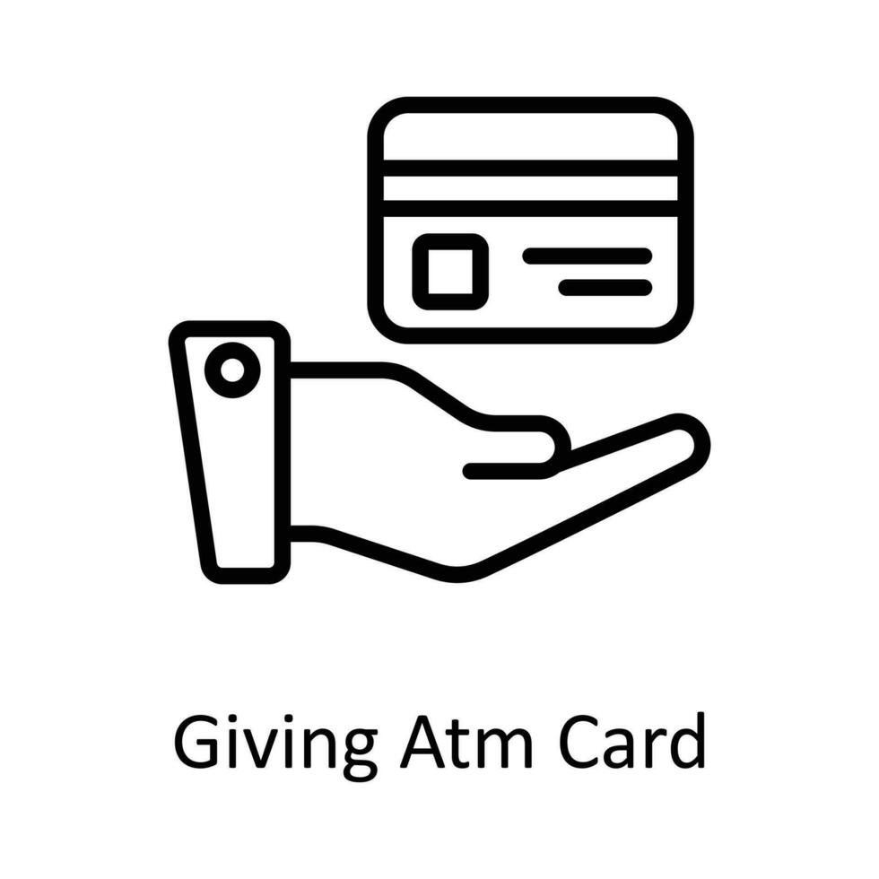 Giving Atm Card  Vector  outline Icon Design illustration. Seo and web Symbol on White background EPS 10 File