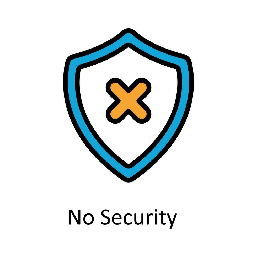 No Security Vector Fill outline Icon Design illustration. User interface Symbol on White background EPS 10 File