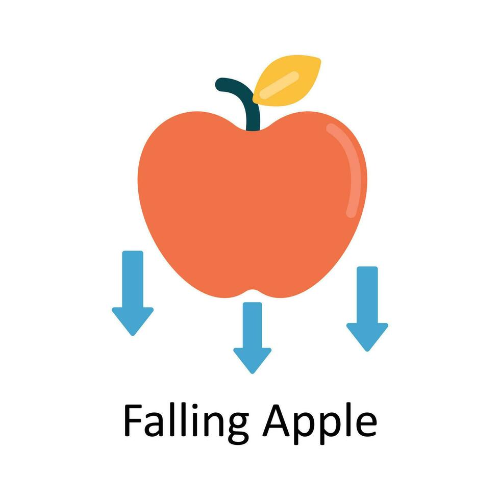 que cae manzana vector plano icono diseño ilustración. educación y aprendizaje símbolo en blanco antecedentes eps 10 archivo