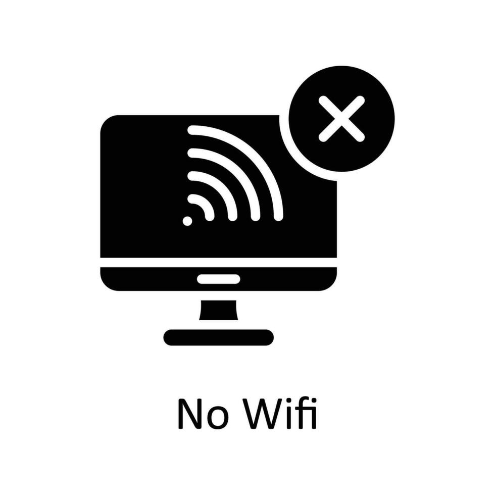 No Wifi Vector  Solid Icon Design illustration. User interface Symbol on White background EPS 10 File