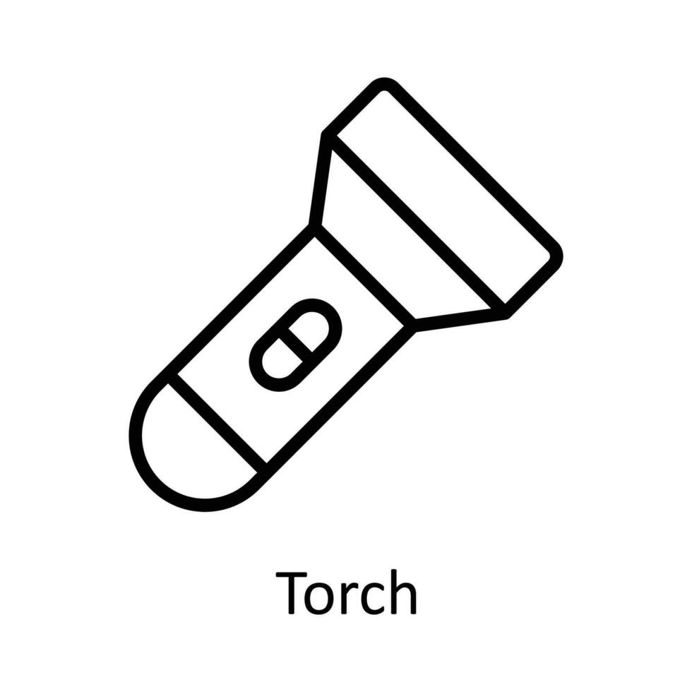 Torch Vector  outline Icon Design illustration. User interface Symbol on White background EPS 10 File