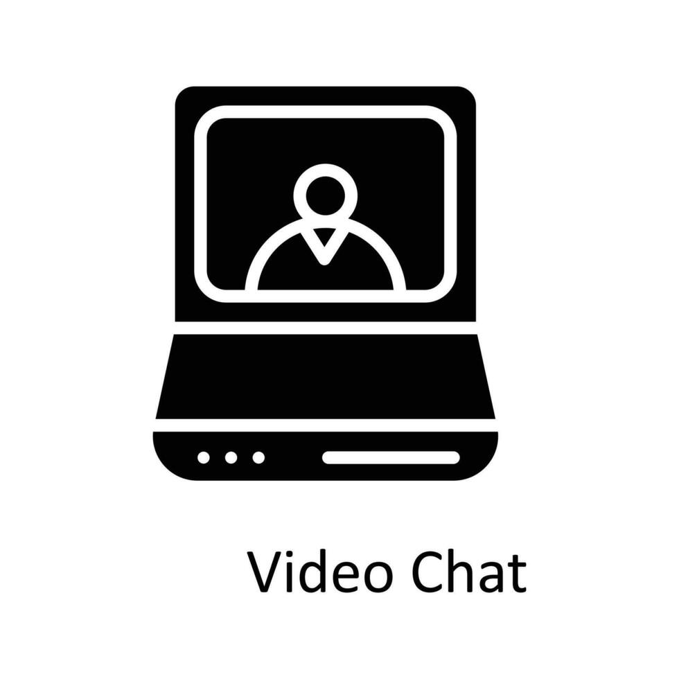 Video Chat Vector Solid Icon Design illustration. Seo and web Symbol on White background EPS 10 File