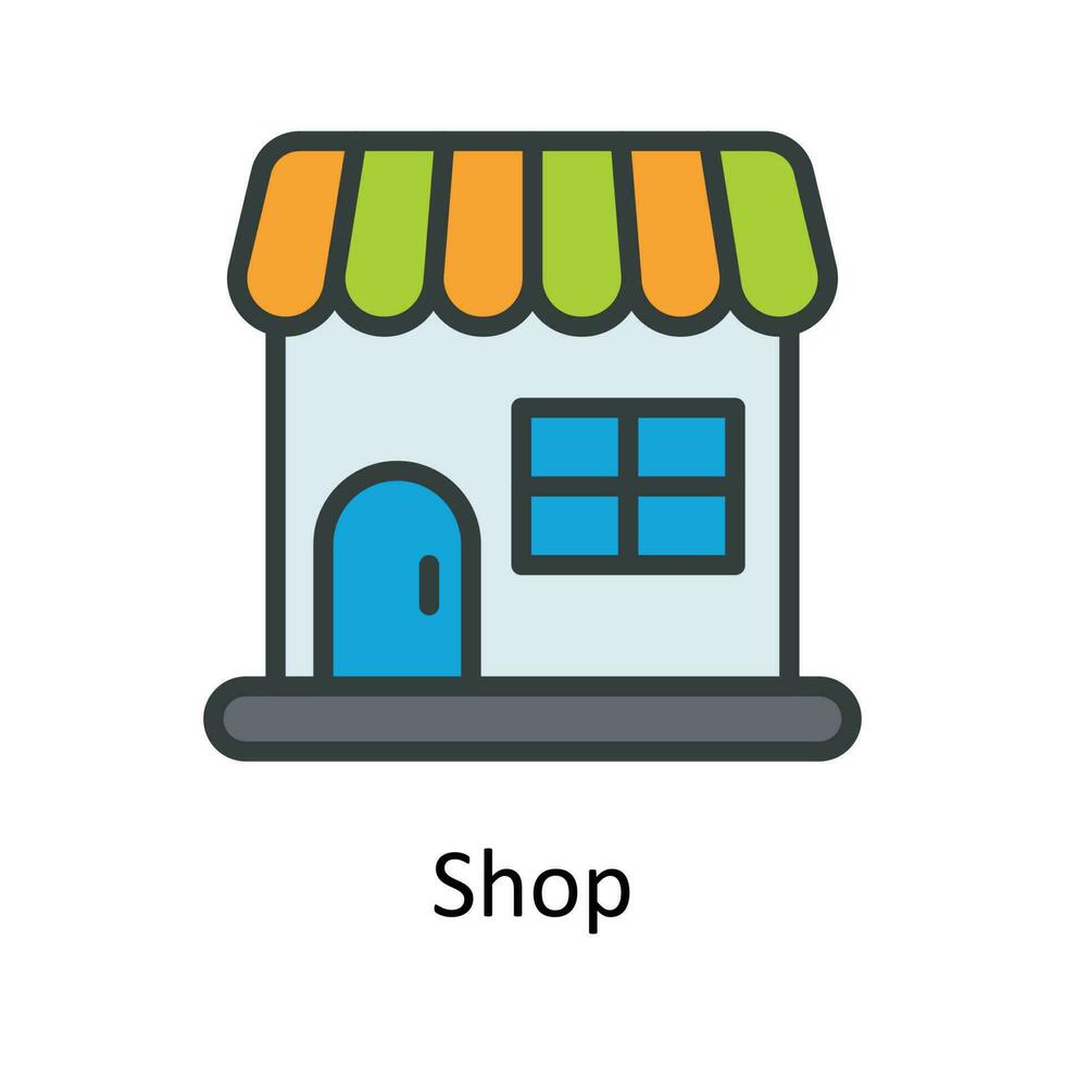 Shop Vector Fill outline Icon Design illustration. User interface Symbol on White background EPS 10 File