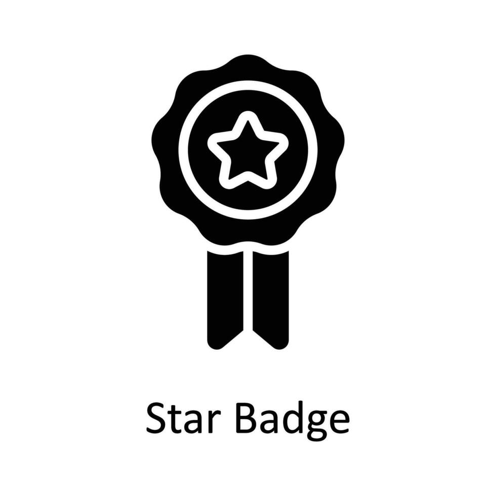 Star Badge Vector  Solid Icon Design illustration. User interface Symbol on White background EPS 10 File