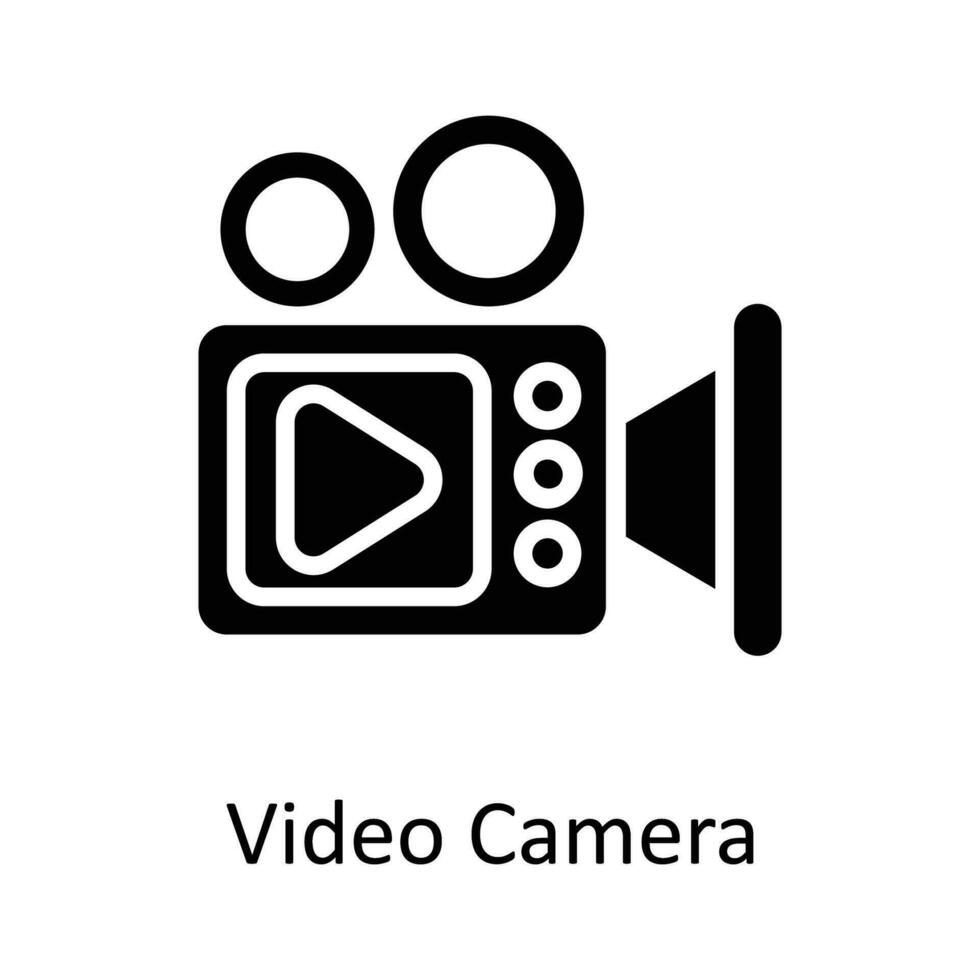 Video Camera Vector  Solid Icon Design illustration. User interface Symbol on White background EPS 10 File
