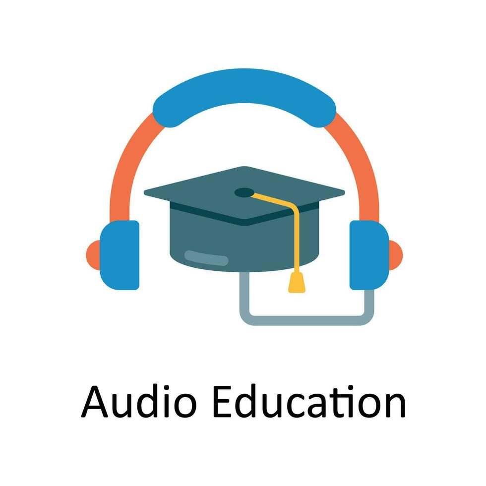 Audio Education Vector  Flat Icon Design illustration. Education and learning Symbol on White background EPS 10 File