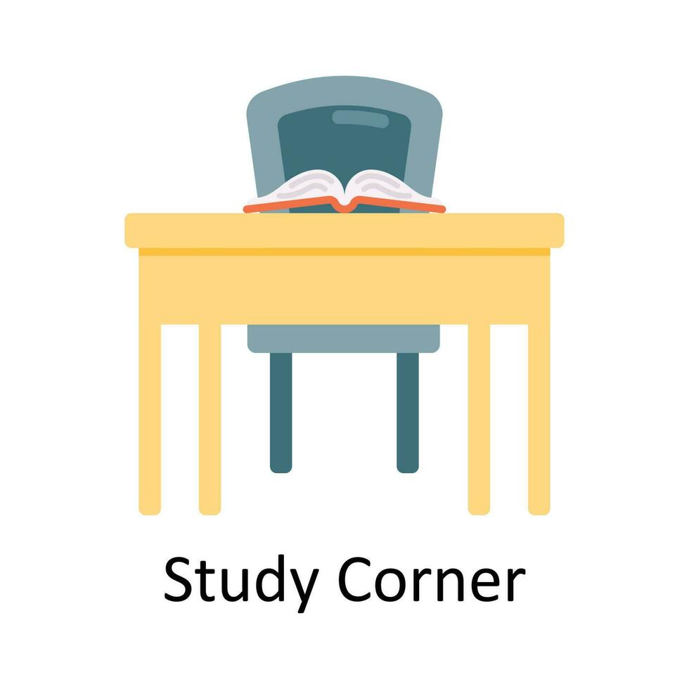 Study Corner Vector  Flat Icon Design illustration. Education and learning Symbol on White background EPS 10 File