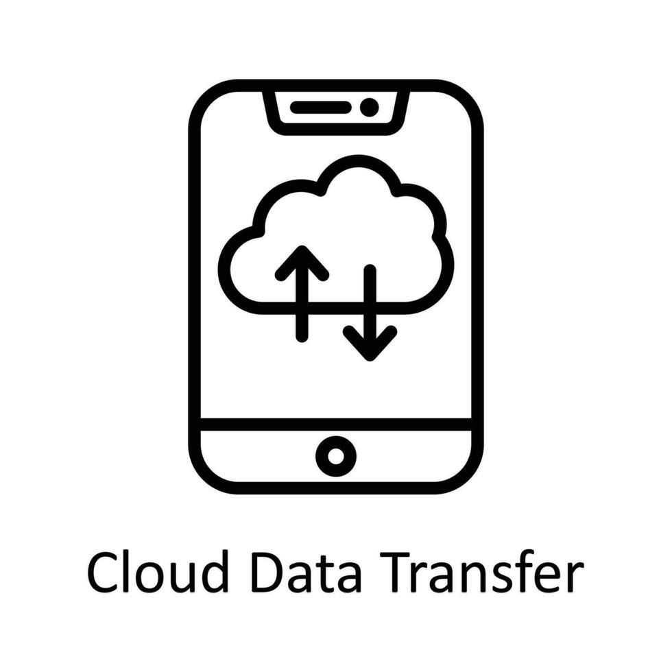 Cloud Data Transfer  Vector  outline Icon Design illustration. Seo and web Symbol on White background EPS 10 File