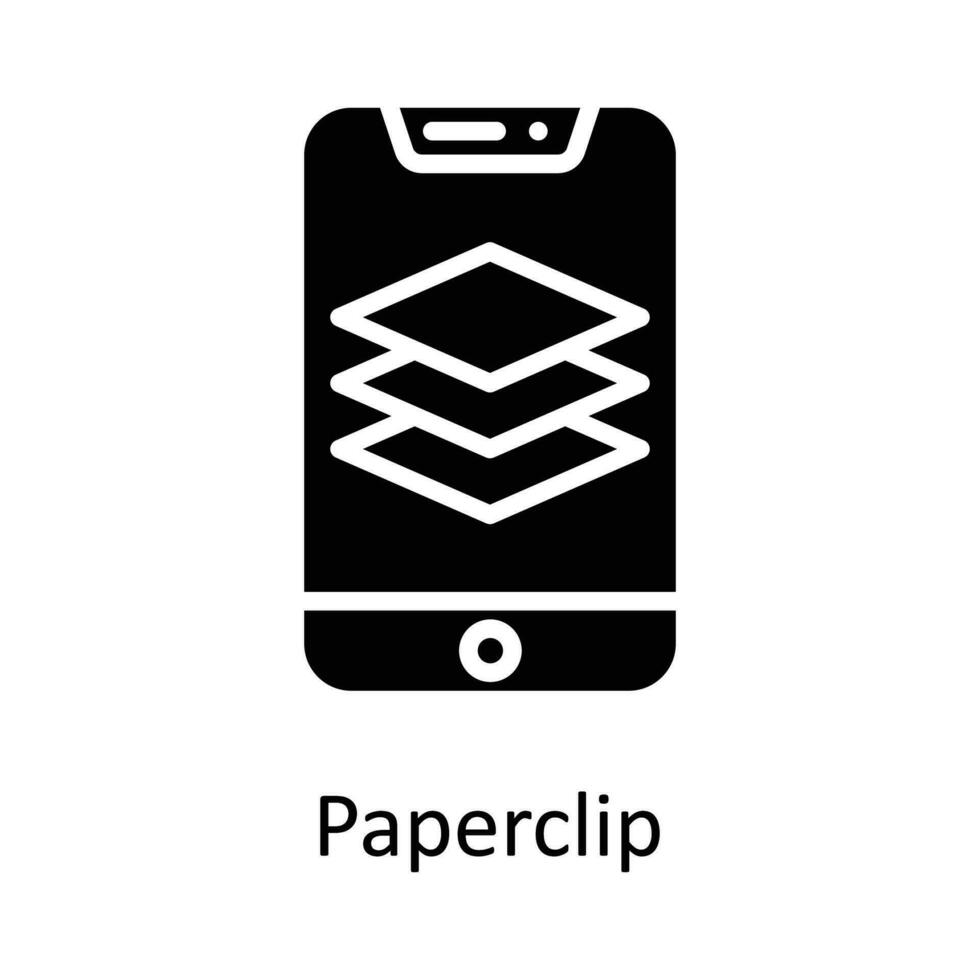 Paperclip Vector  Solid Icon Design illustration. User interface Symbol on White background EPS 10 File