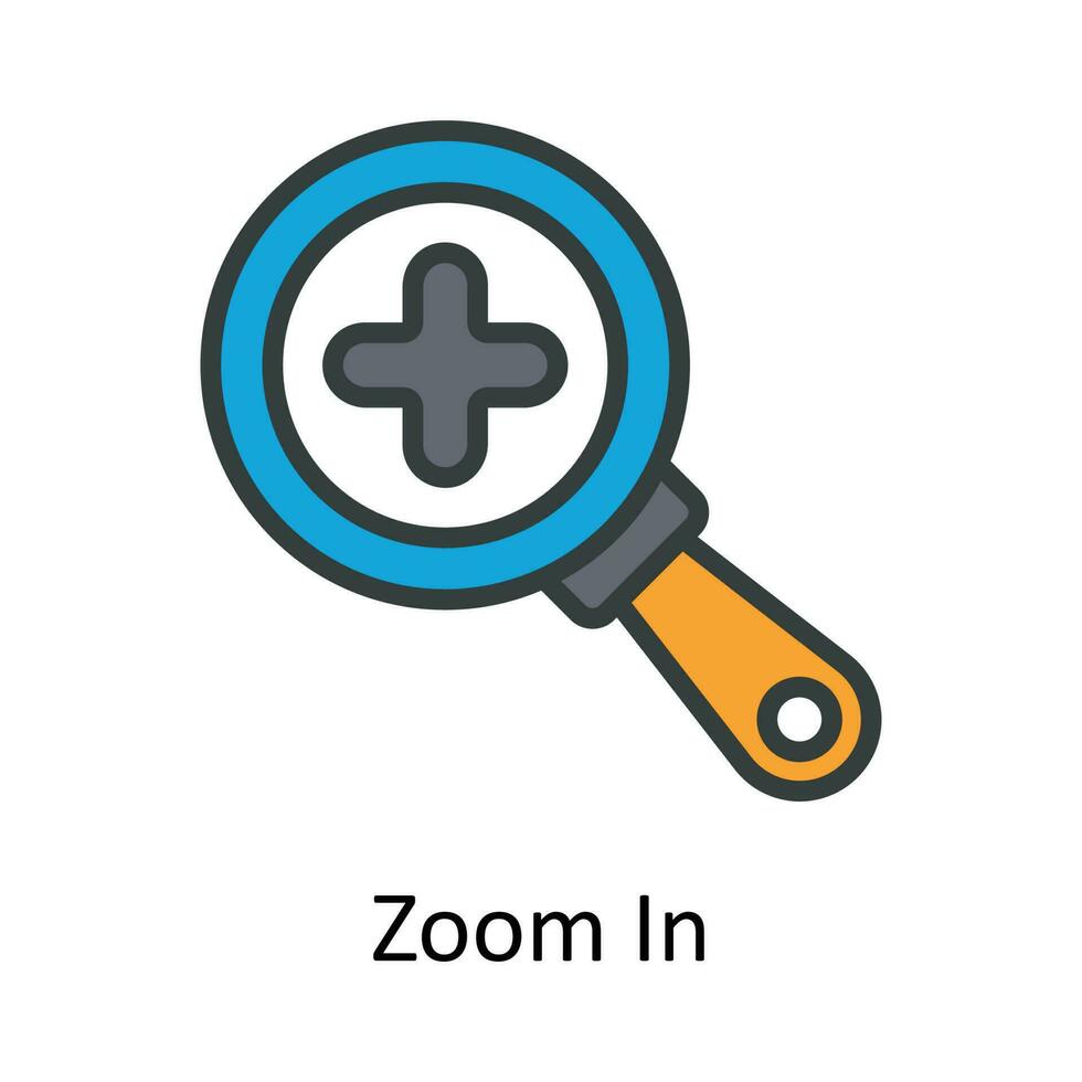 Zoom In Vector Fill outline Icon Design illustration. User interface Symbol on White background EPS 10 File