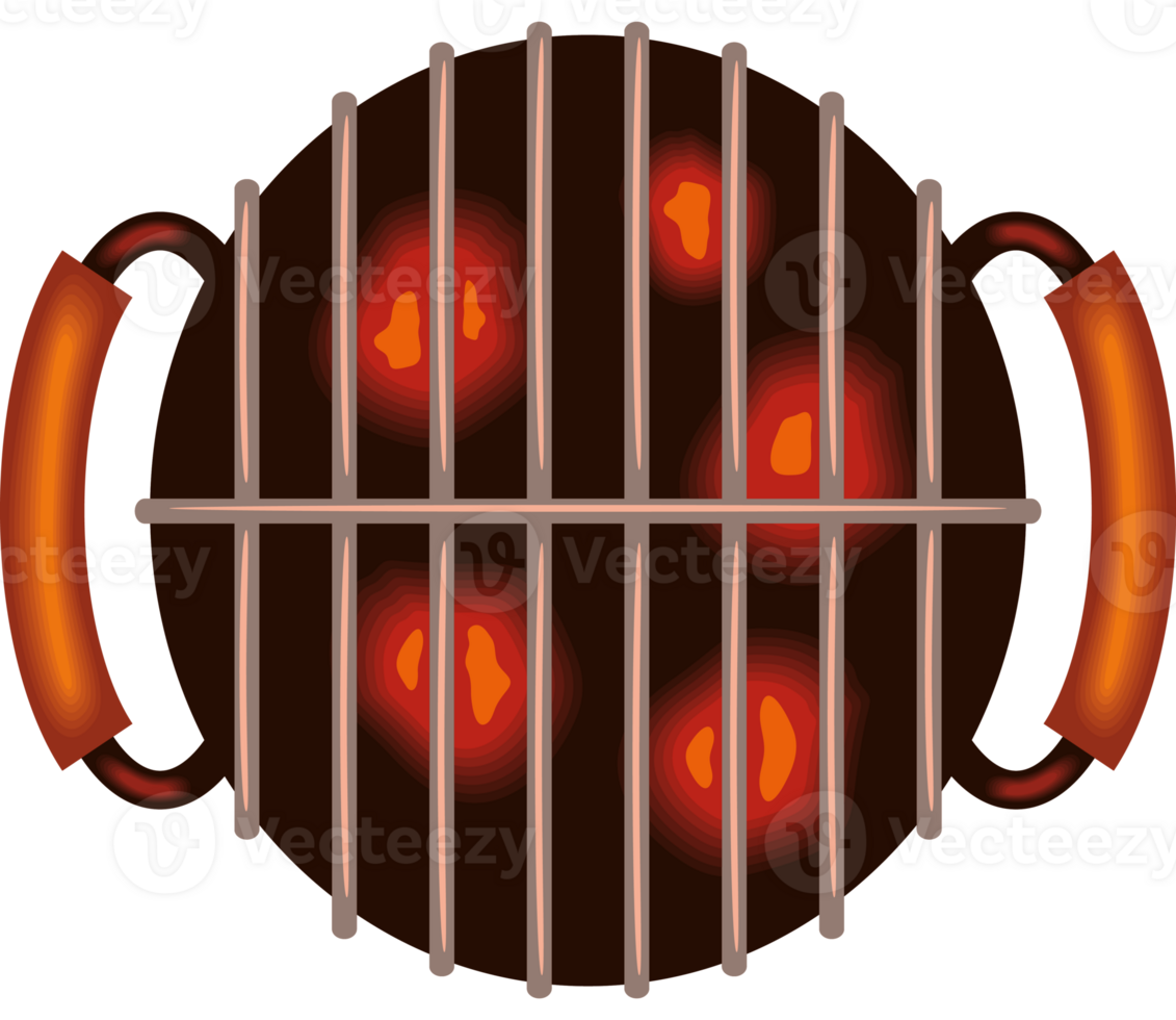 grill and burning charcoal icon isolated png