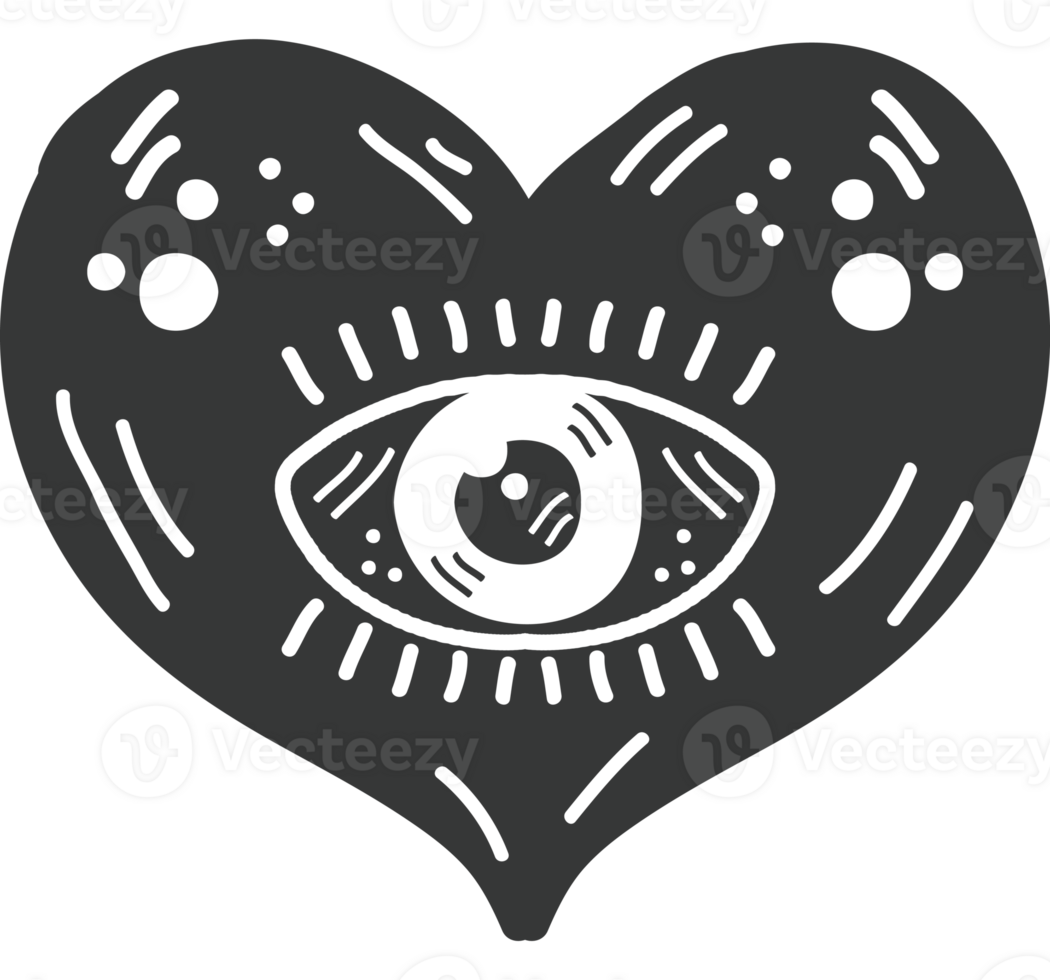 heart with eye esoteric colorless icon isolated png