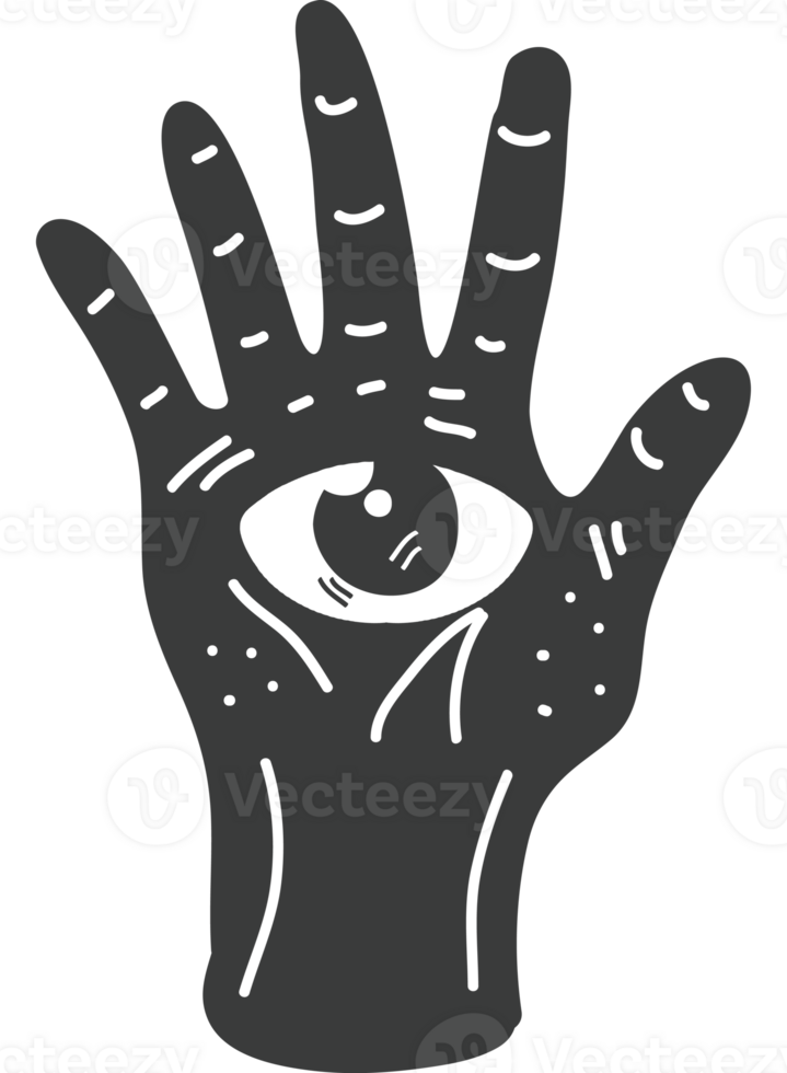 hand and eye esoteric colorless icon isolated png