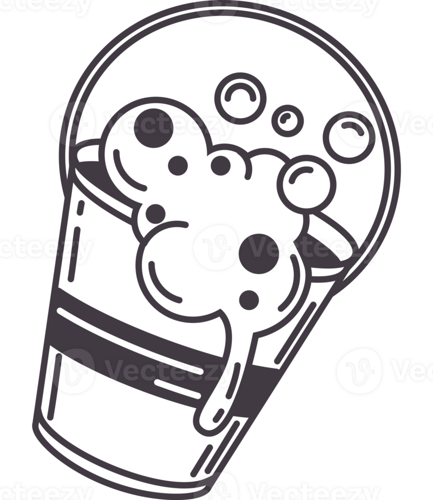 bucket and bubbles cleaning doodle icon isolated png