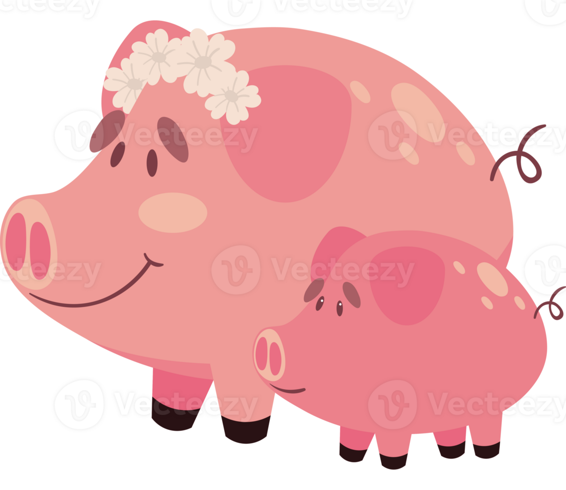 mothers day, mom piglet and son png