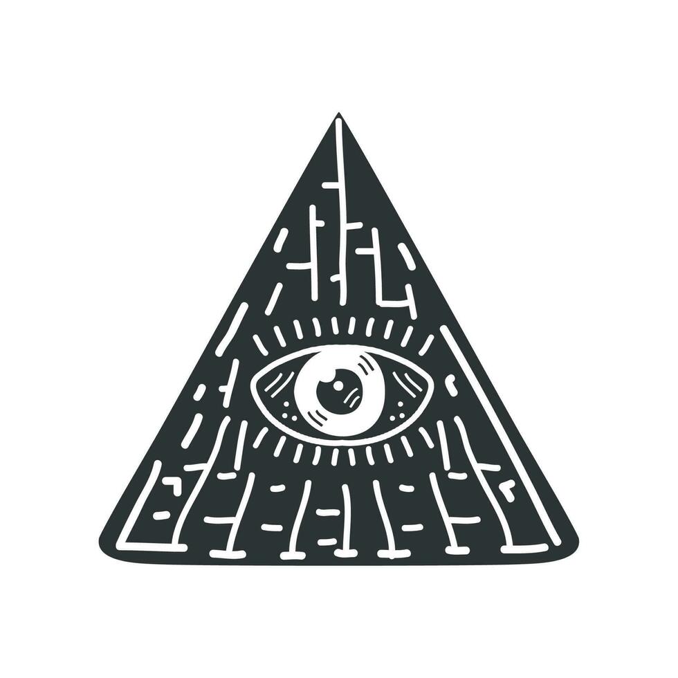 pirámide con ojo esotérico incoloro vector