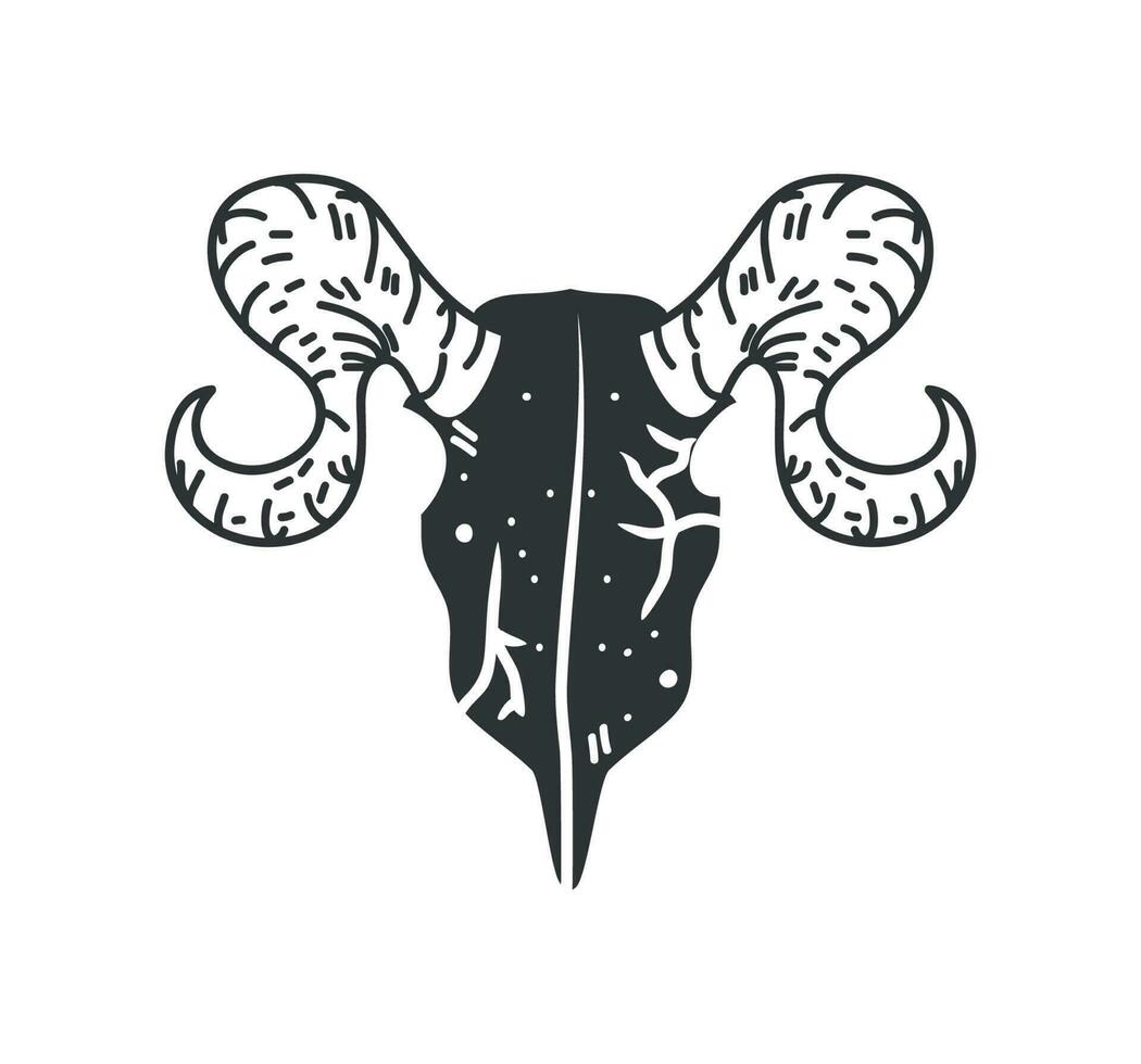 bull skull esoteric colorless vector