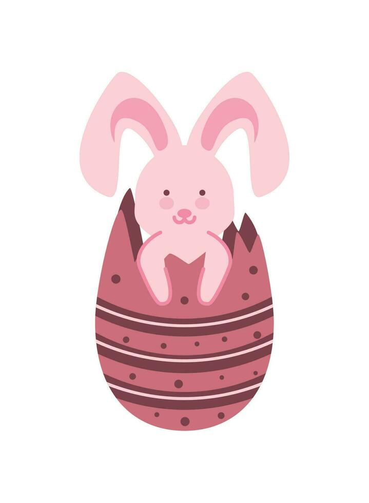 easter bunny on eggshell icon isolated vector