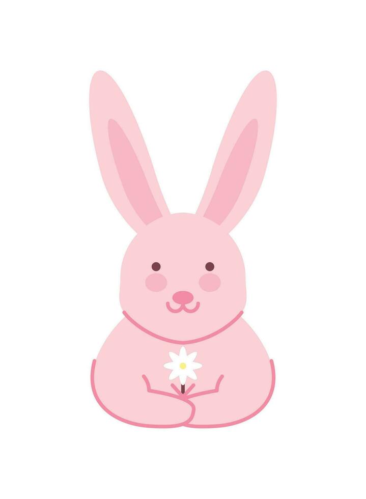 easter bunny with flower icon isolated vector
