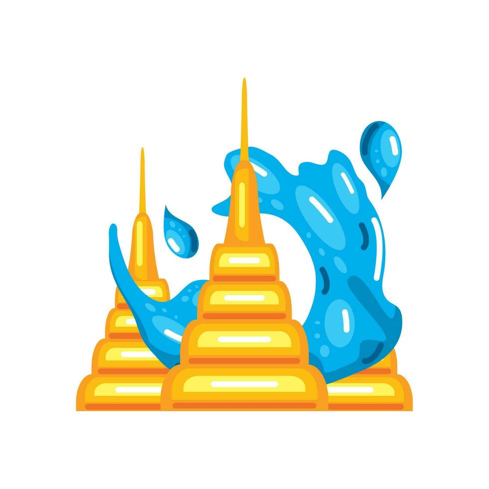 thailand temple and water songkran icon isolated vector