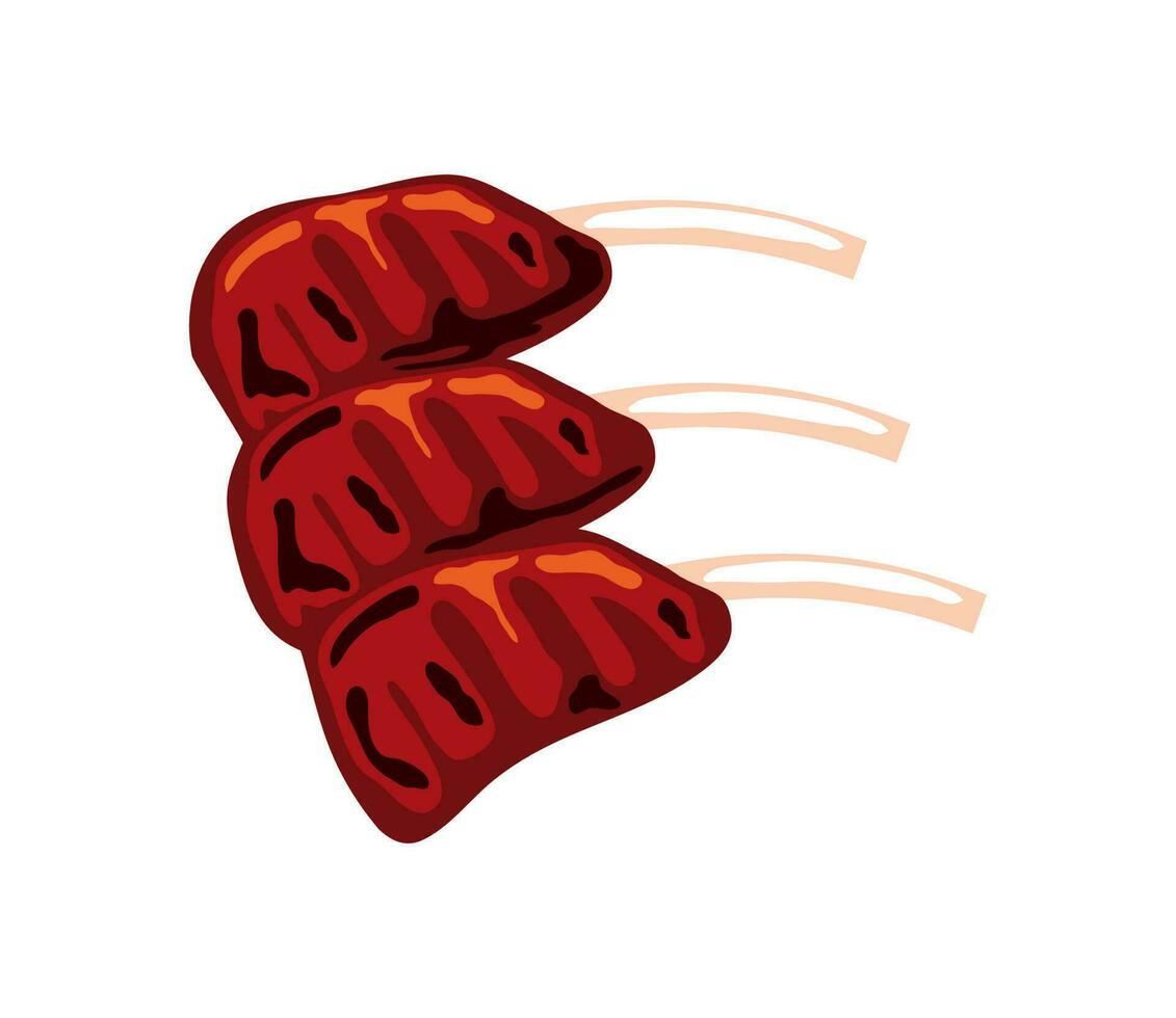 asado costillas aislado icono diseño vector