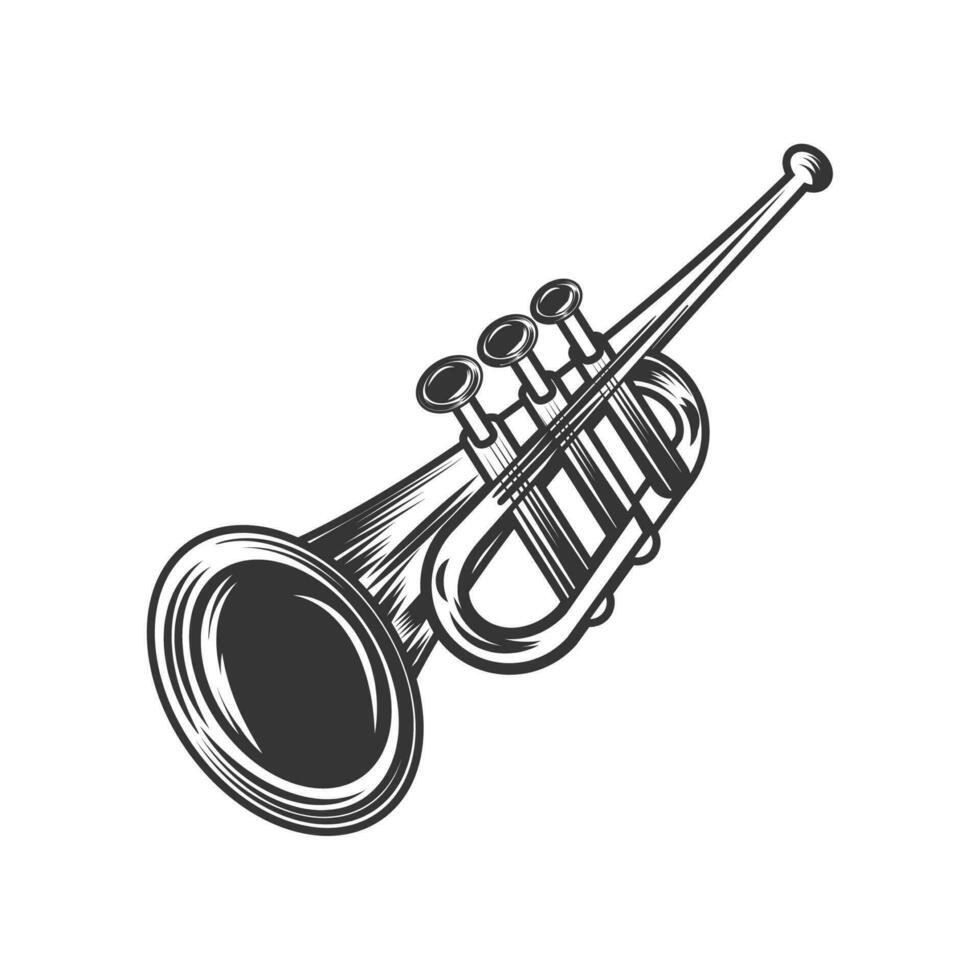 trompeta jazz musical instrumento aislado icono vector