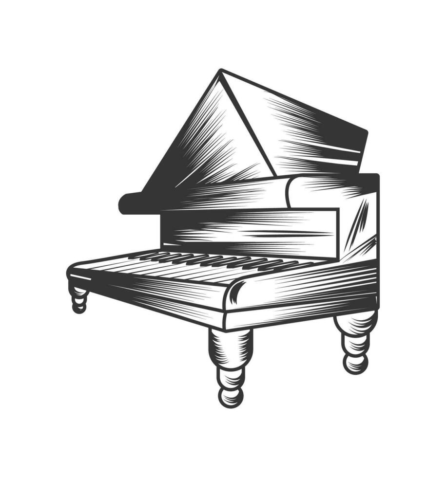piano jazz musical instrumento aislado icono vector