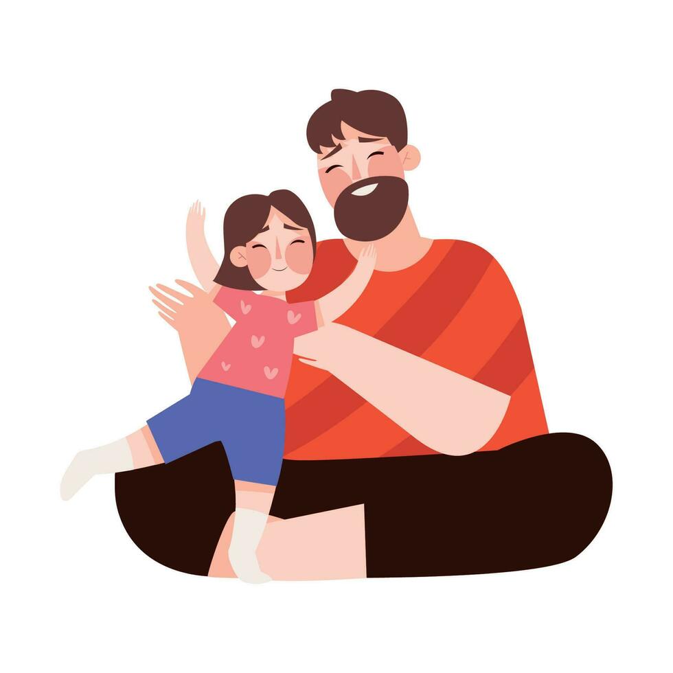 fathers day, dad and daughter vector