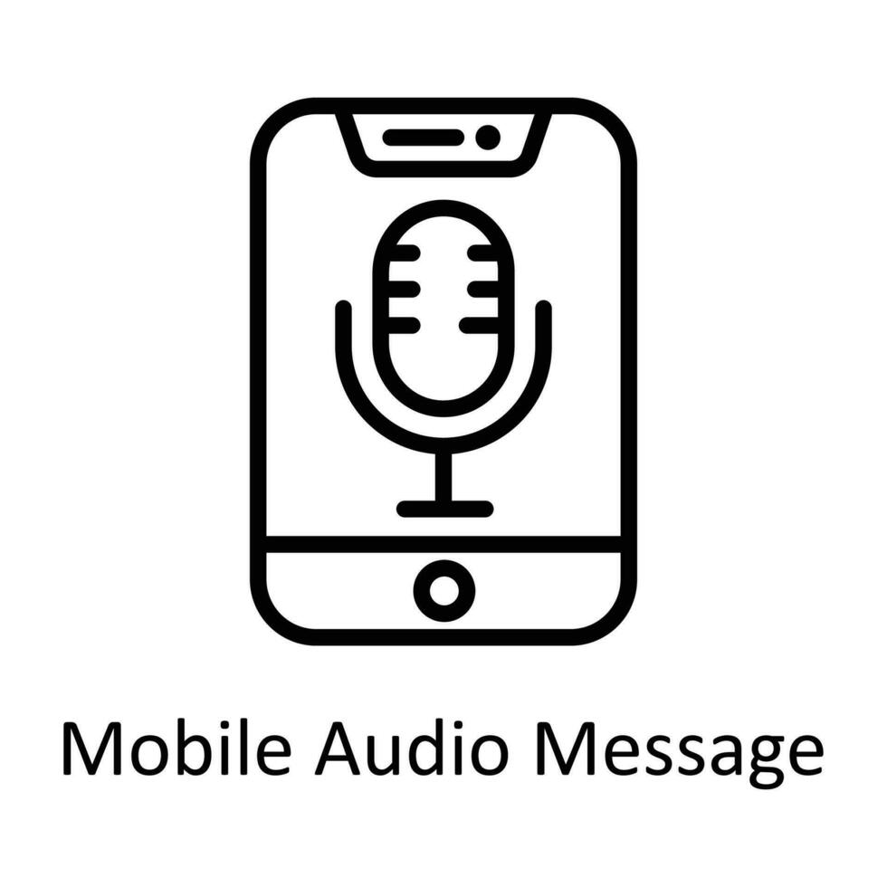 Mobile Audio Message Vector  outline Icon Design illustration. Seo and web Symbol on White background EPS 10 File