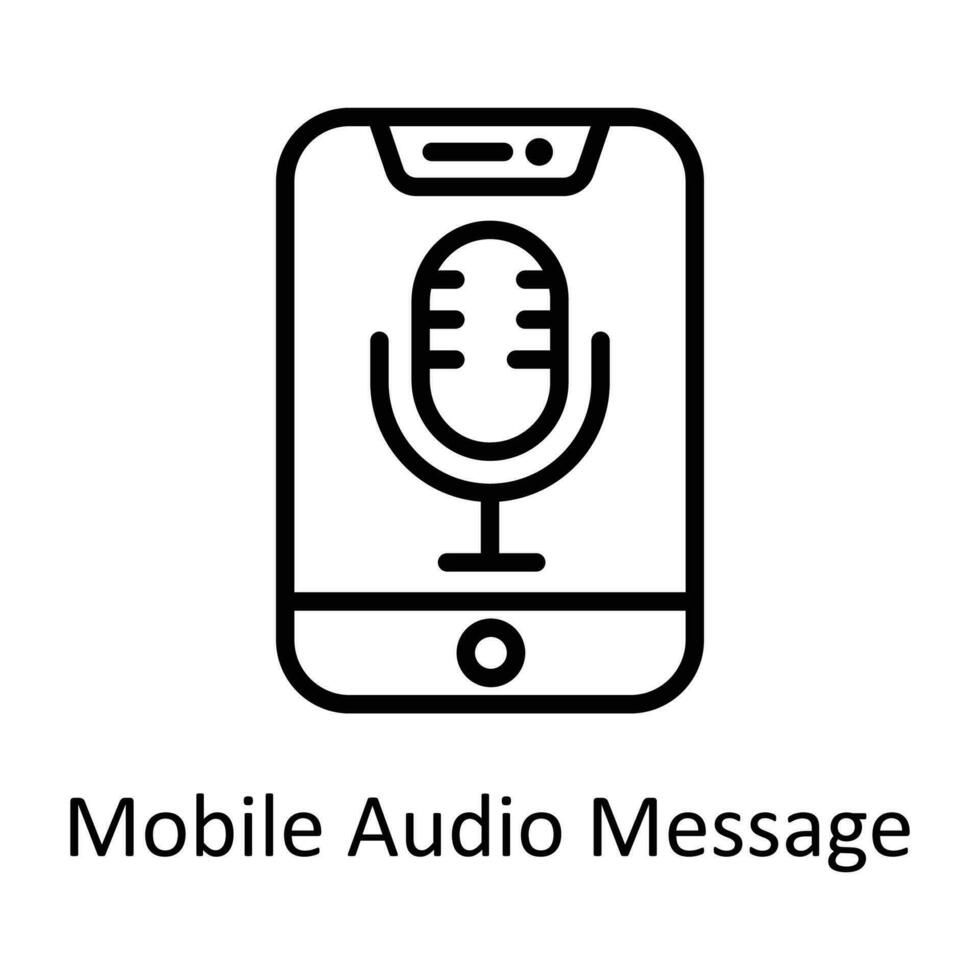 Mobile Audio Message Vector  outline Icon Design illustration. Seo and web Symbol on White background EPS 10 File