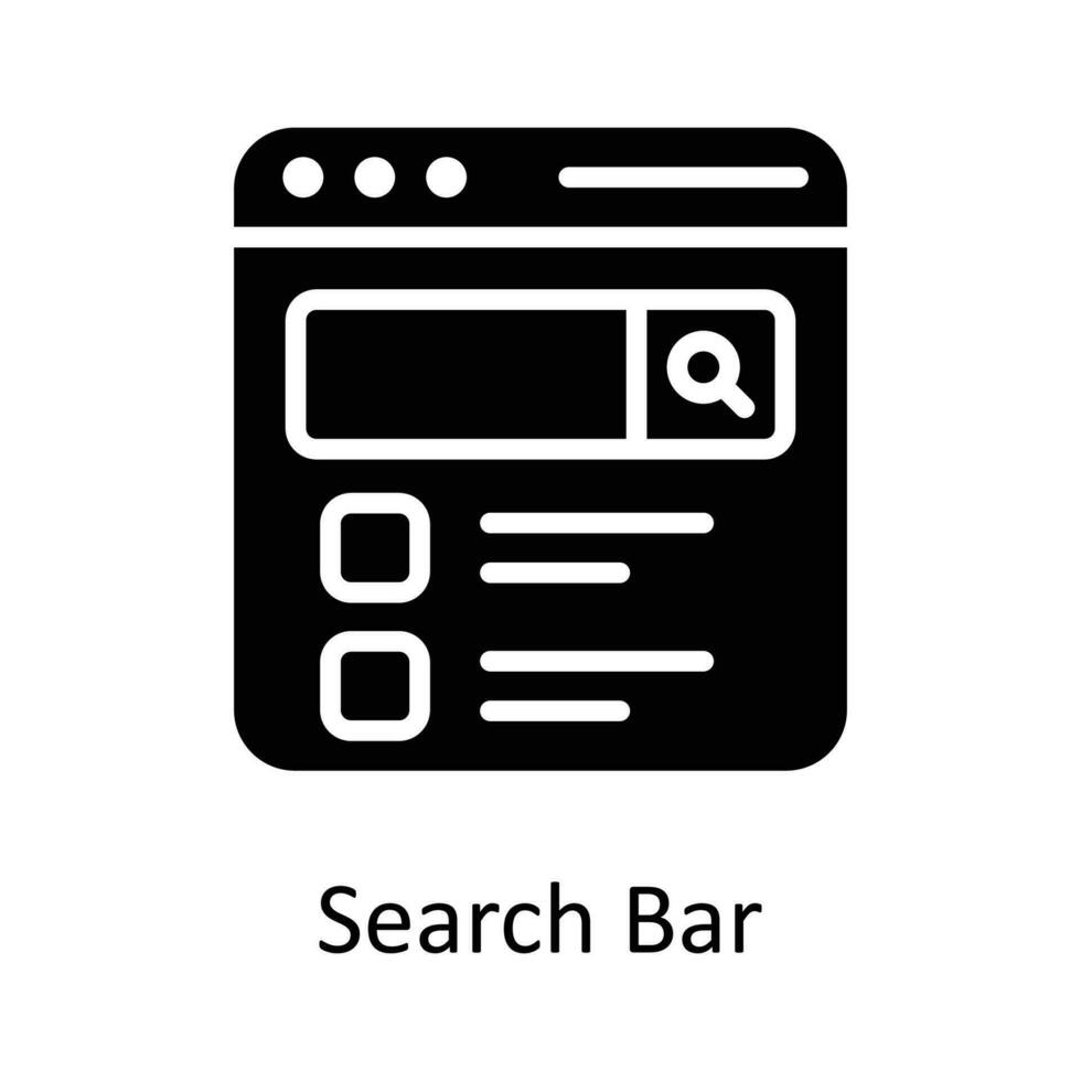 Search Bar Vector Solid Icon Design illustration. Seo and web Symbol on White background EPS 10 File