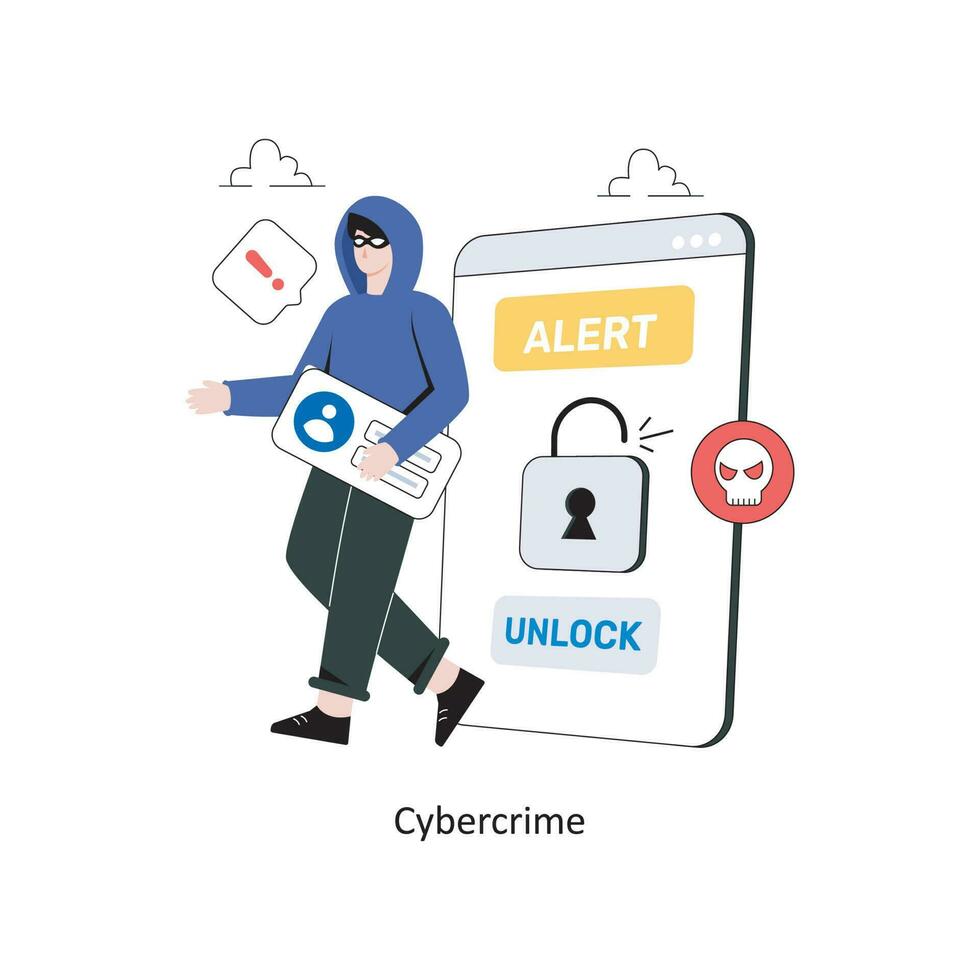 Cybercrime Flat Style Design Vector illustration. Stock illustration