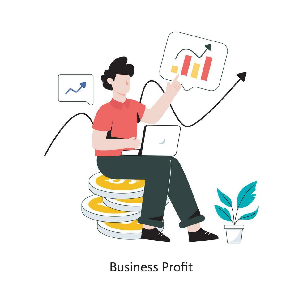 Business Profit flat style design vector illustration. stock illustration