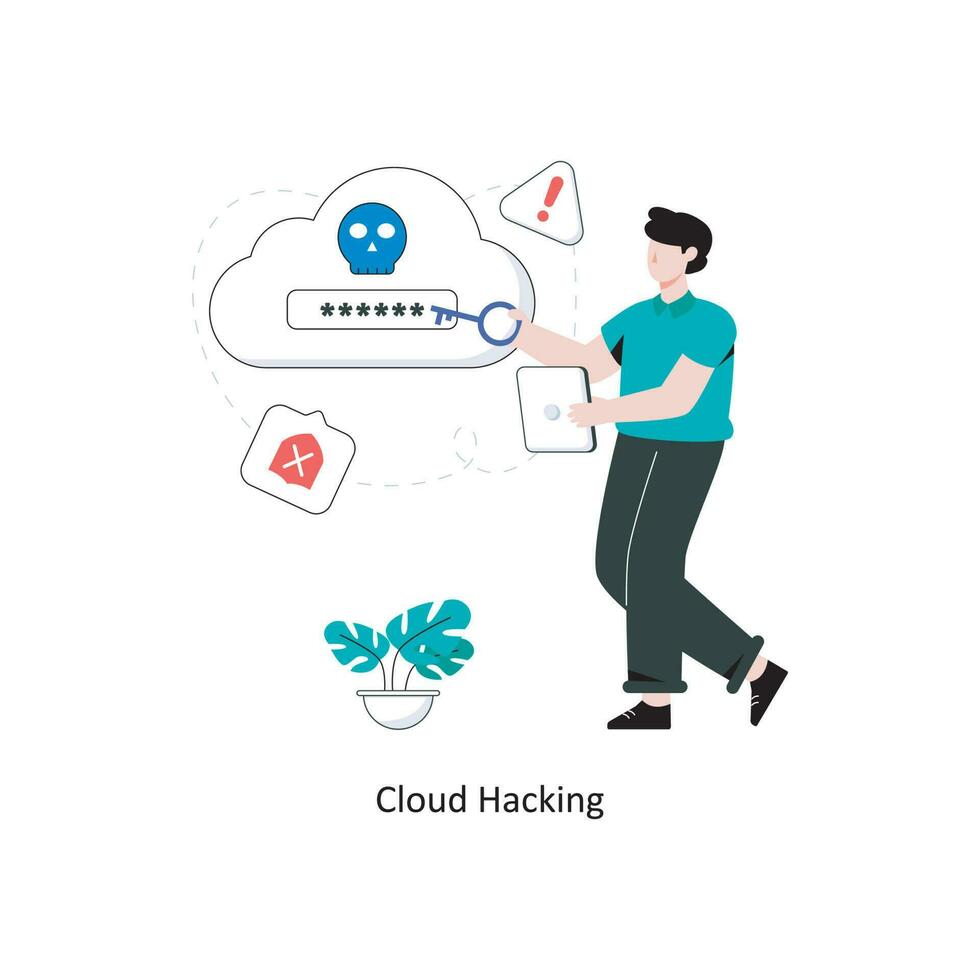 Cloud Hacking Flat Style Design Vector illustration. Stock illustration