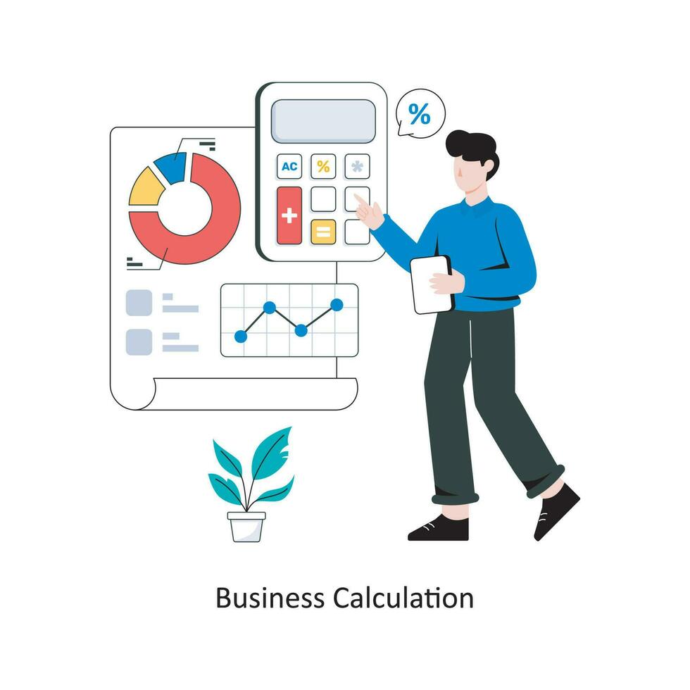 Business Calculation flat style design vector illustration. stock illustration