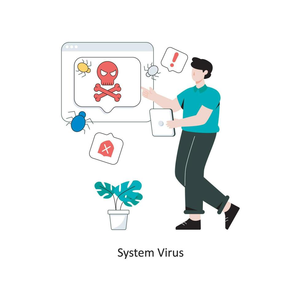System Virus Flat Style Design Vector illustration. Stock illustration