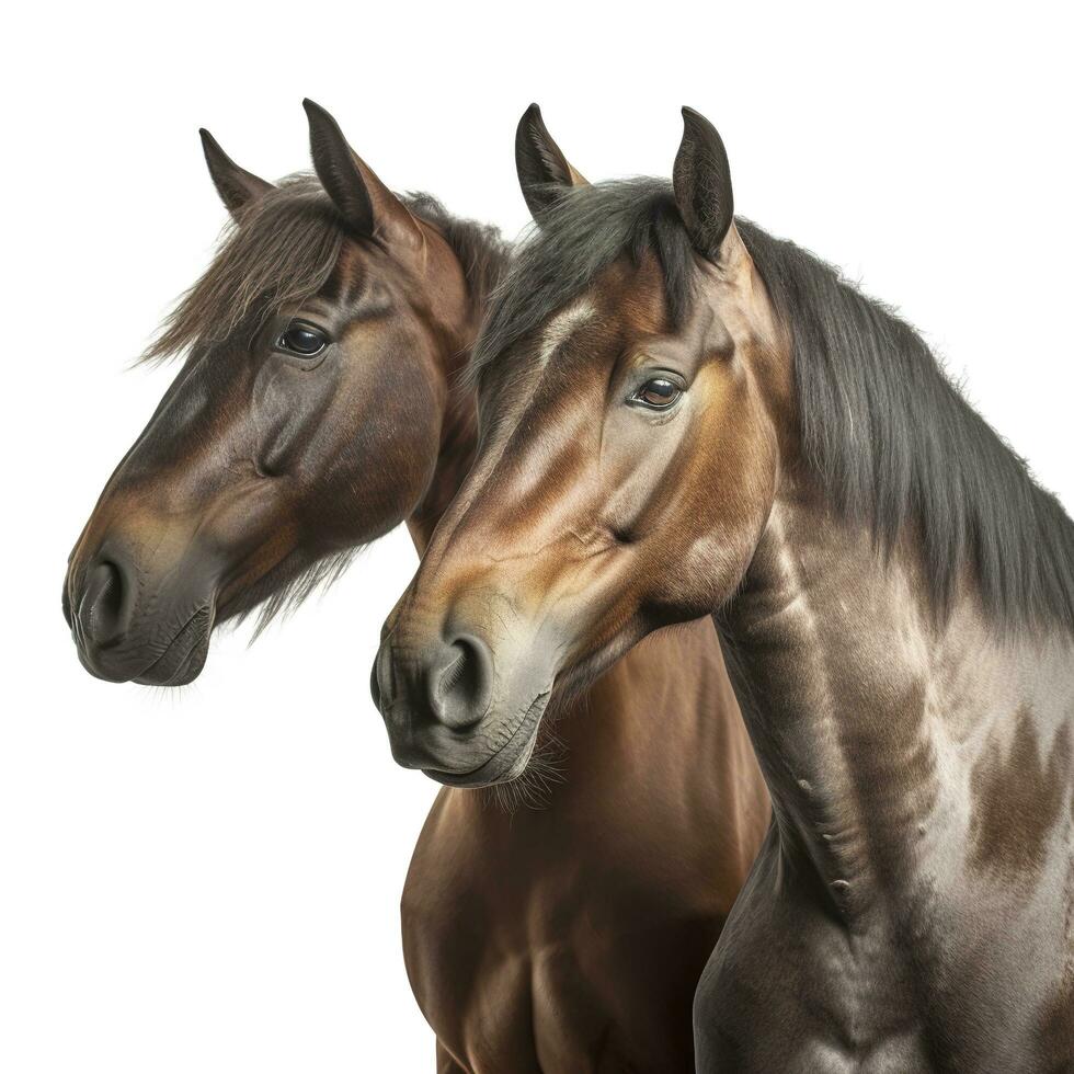 Horse isolated on white background, generate ai photo