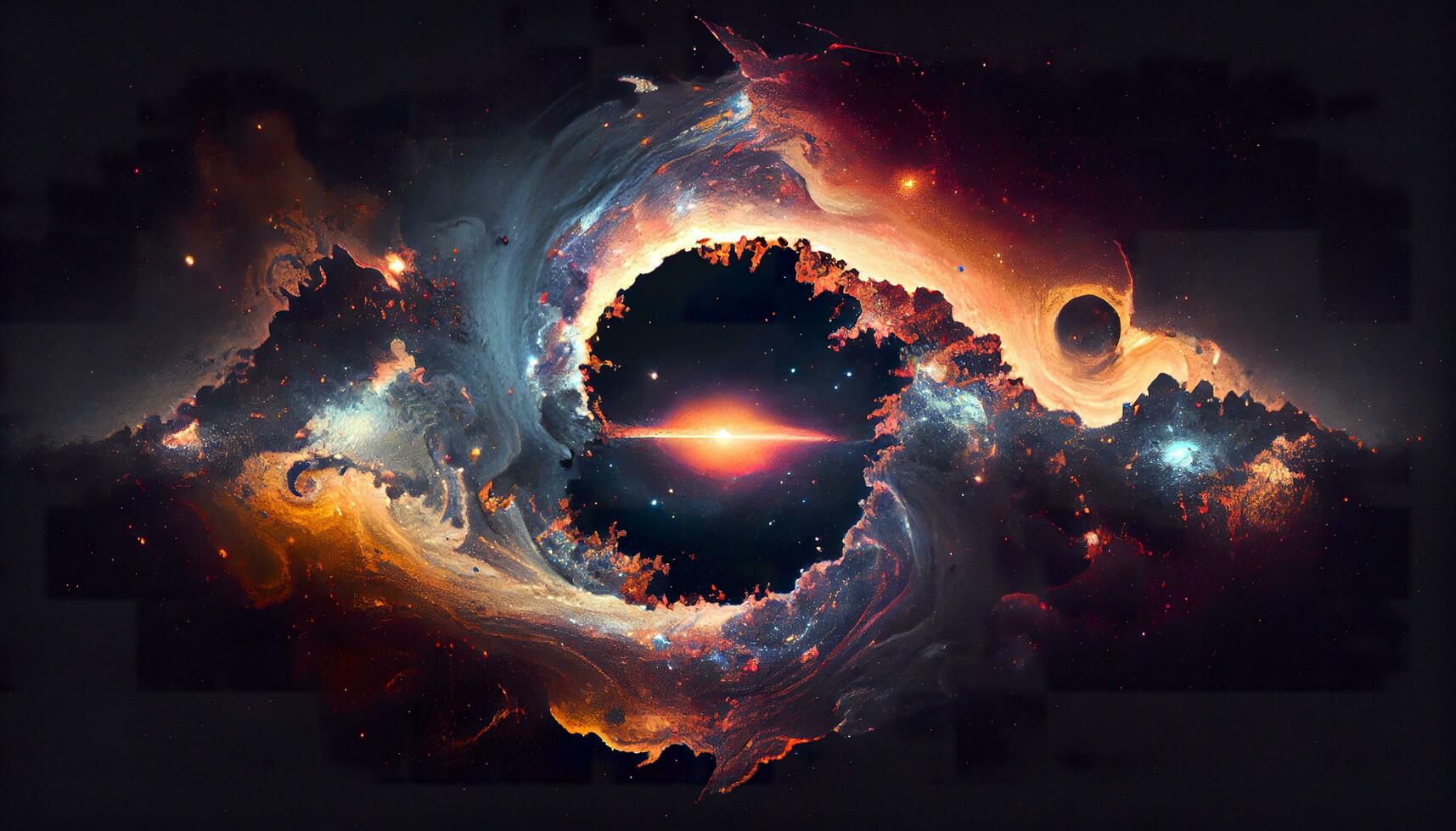 A view from space to a galaxy and stars. Universe filled with stars, nebula and galaxy, Panoramic shot, wide format. Elements of this image furnished by NASA. photo