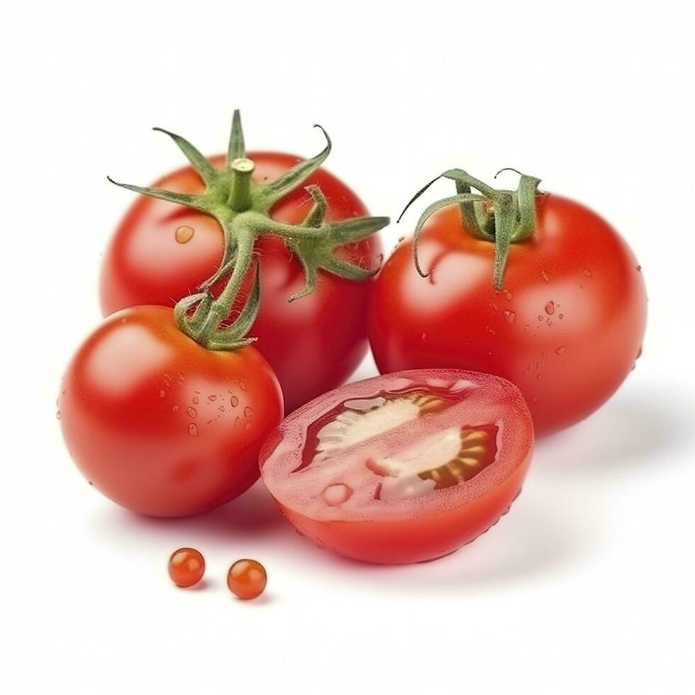 Tomato on the white background, generate ai photo