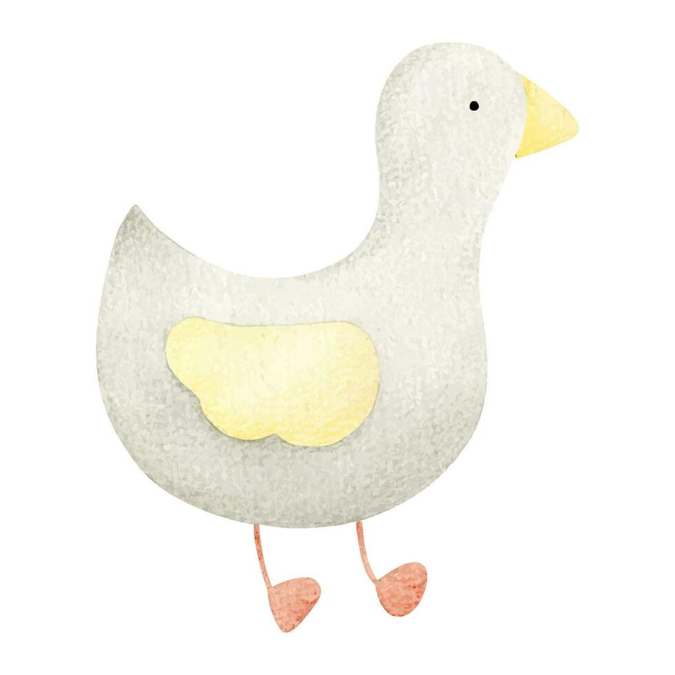 linda gris pájaro. sencillo acuarela para niños ilustración. aislado en un blanco antecedentes. para bebé ducha, textiles, guardería decoración, embalaje, envase papel y scrapbooking vector