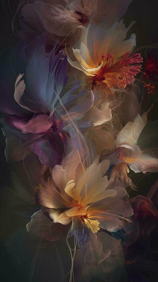 abstract ethereal flowers , generat ai photo