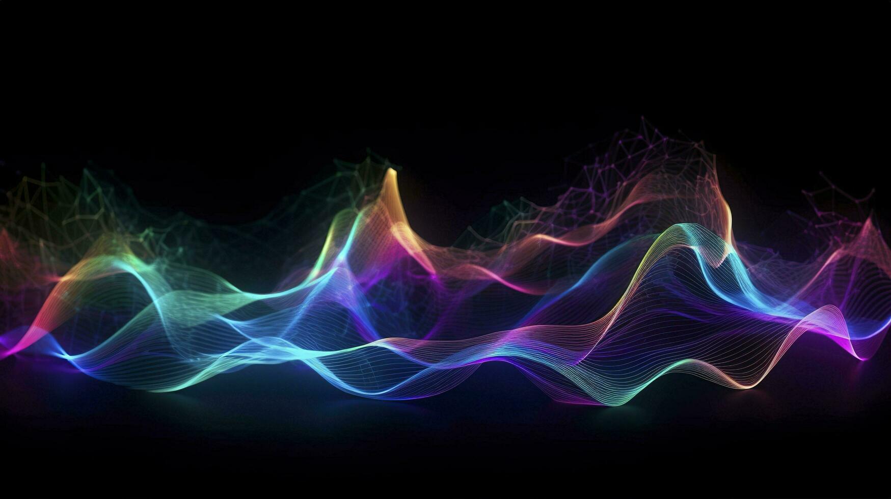 abstract background with glowing purple and golden and blue wavy lines ...