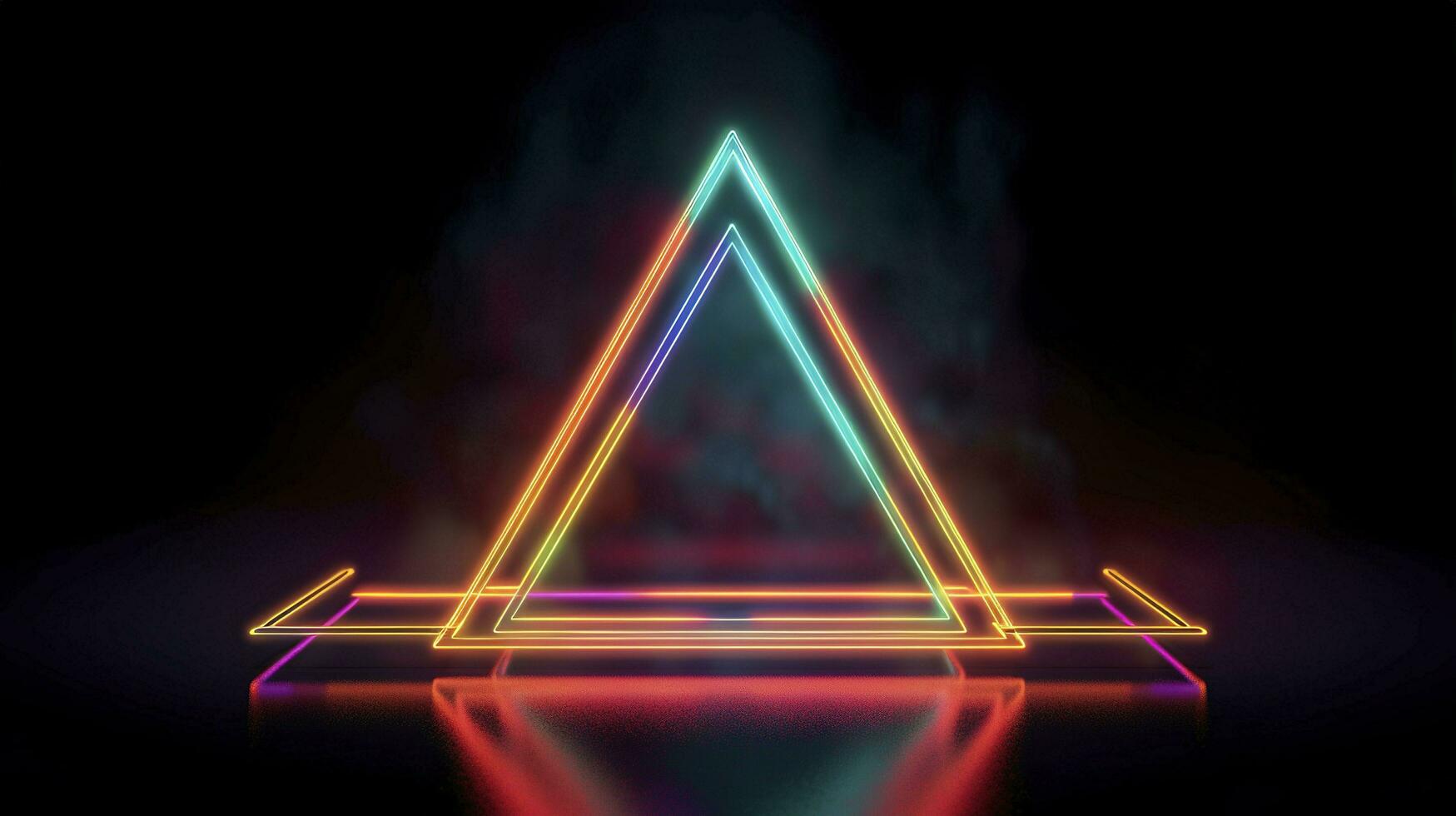 neon triangle background isolated on dark background, vector illustration, style zachowcin, in the style of neon and fluorescent light, neon realism, generat ai photo