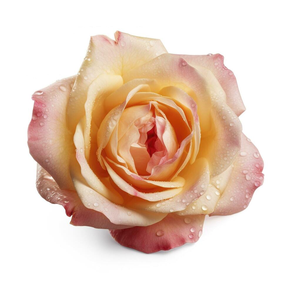 Fresh beautiful rose isolated on white background with clipping pat, generate ai photo