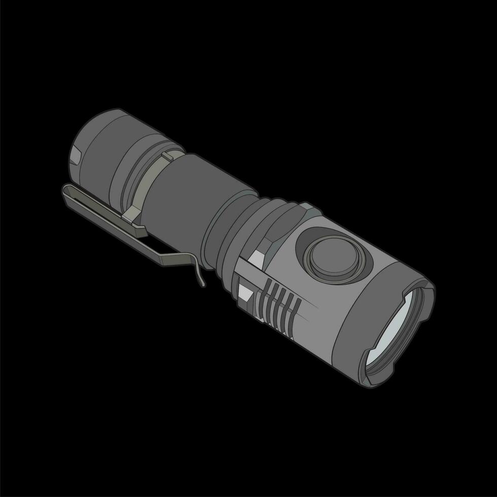 Flashlight of light vector flat icon. Flashlight lighting with spotlight or flash. Illustration of flashing light lantern isolated on black background. Vector illustration, EPS 10.