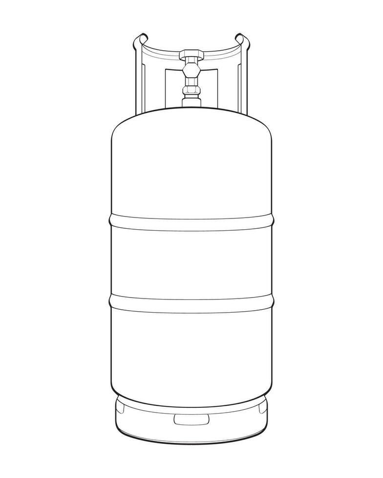 Industrial gas cylinders vector outline. Outline of industrial gas cylinders vector icon design isolated on white background.