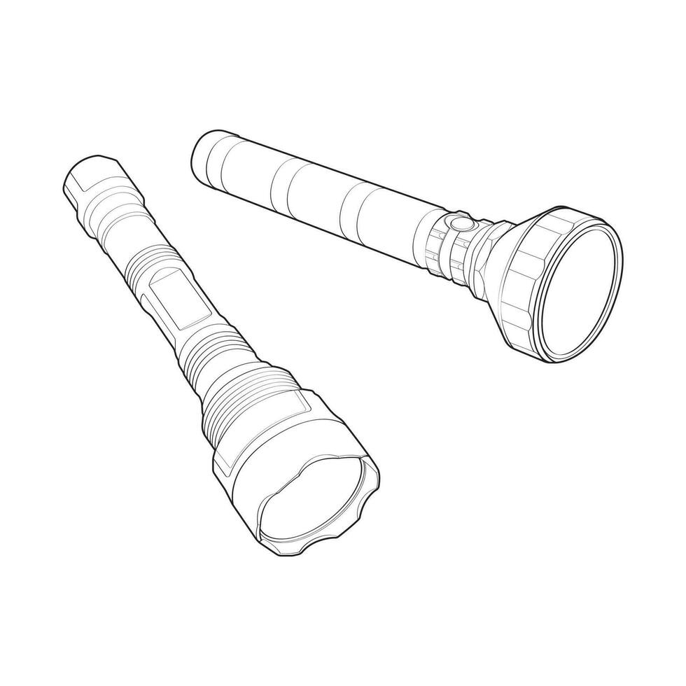 Set of flashlight Line Art, Unique Image Collection for Coloring Books vector